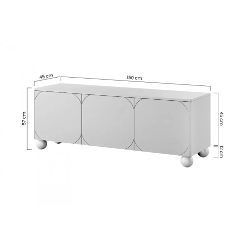 Szafka RTV trzydrzwiowa Sonatia II na nogach kulach 150 cm - oliwka